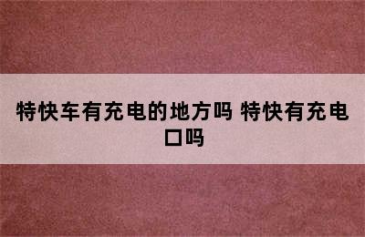 特快车有充电的地方吗 特快有充电口吗